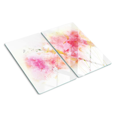 Schneidebrett glas Blumenaquarelle in Pastellfarben
