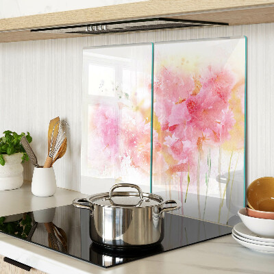 Schneidebrett glas Blumenaquarelle in Pastellfarben