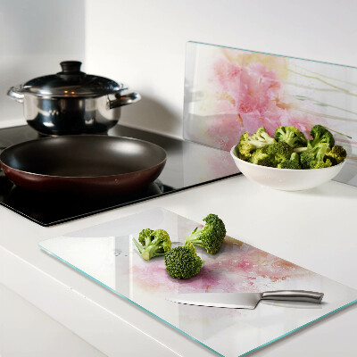 Schneidebrett glas Blumenaquarelle in Pastellfarben