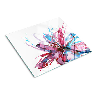 Glasschneidebrett Blumenaquarelle in intensiven Farben