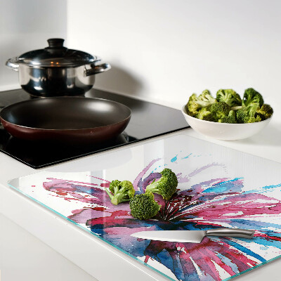 Glasschneidebrett Blumenaquarelle in intensiven Farben