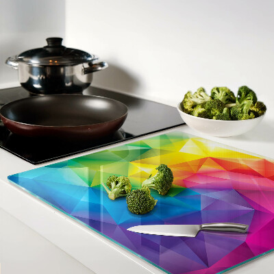 Schneidebrett glas Bunte Geometrie in Regenbogenfarben