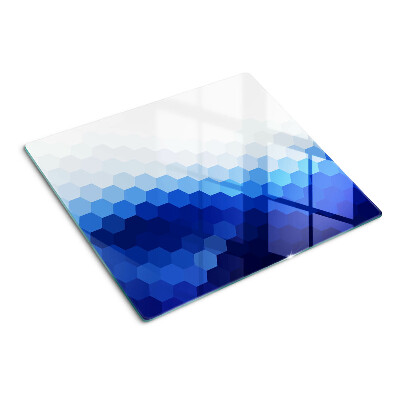 Glasschneidebrett Blaue Sechsecke in Farbverläufen