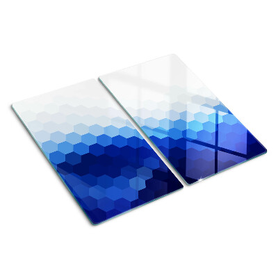 Glasschneidebrett Blaue Sechsecke in Farbverläufen