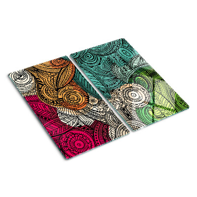 Schneidebrett glas Mandala-Motiv mit bunten Mustern