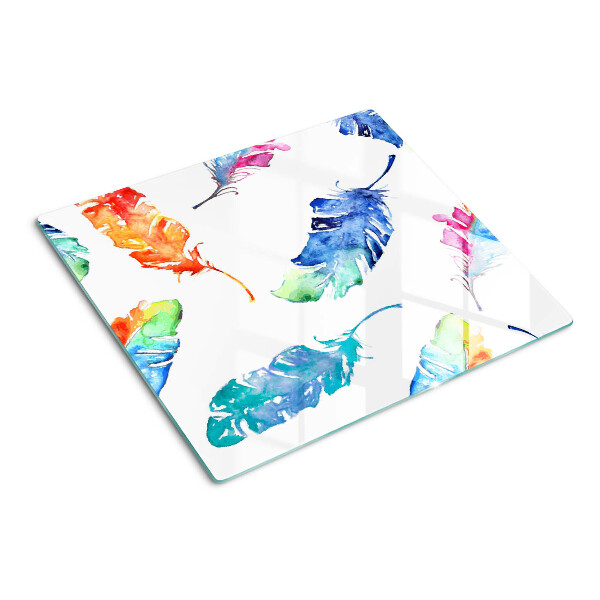 Schneidebrett glas Federn in Aquarell