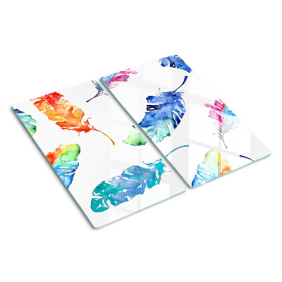 Schneidebrett glas Federn in Aquarell
