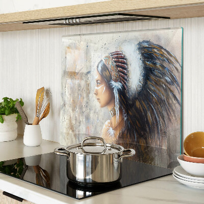 Glasschneidebrett Indianer mit Federkopfschmuck