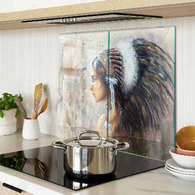 Glasschneidebrett Indianer mit Federkopfschmuck