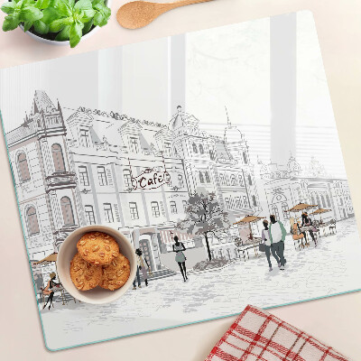 Schneidebrett glas Café-Szenerie in der Stadt