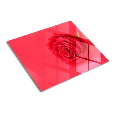 Schneidebrett glas Rote Rose auf dem Hintergrund