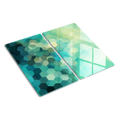 Glasschneidebrett Geometrische Sechsecke in Blautönen