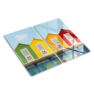 Glasschneidebrett Bunte Häuser am Meer