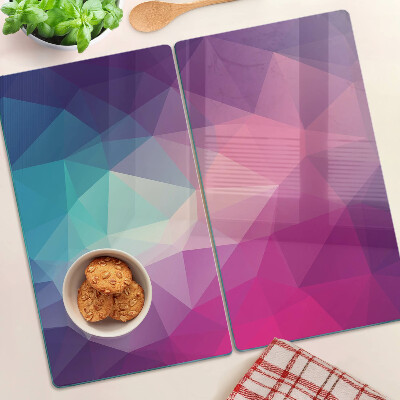 Schneidebrett glas Geometrie in Rosa- und Blautönen