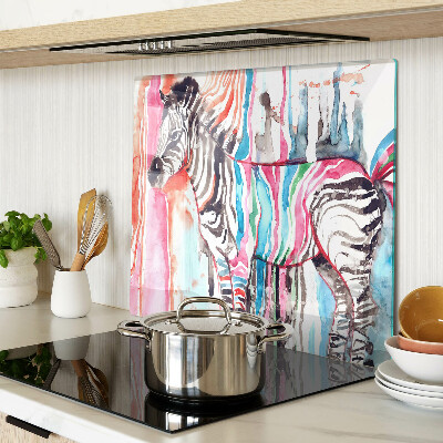 Schneidebrett glas Zebra in bunten Streifen