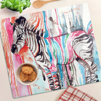 Schneidebrett glas Zebra in bunten Streifen