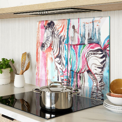 Schneidebrett glas Zebra in bunten Streifen