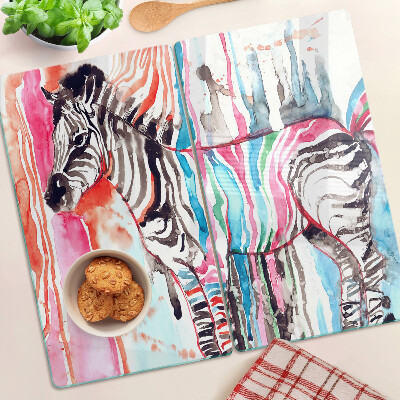 Schneidebrett glas Zebra in bunten Streifen