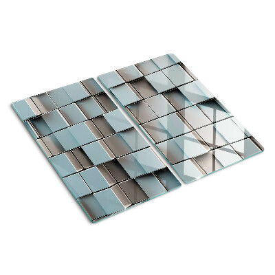 Glasschneidebrett Geometrische Fliesen in Blautönen