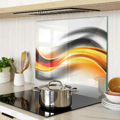 Schneidebrett glas Wellen in Orange und Schwarz