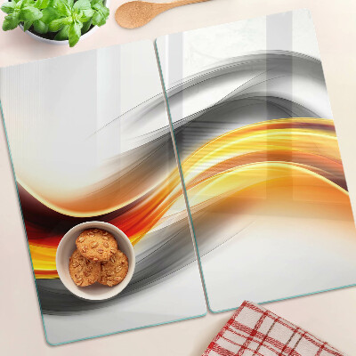 Schneidebrett glas Wellen in Orange und Schwarz