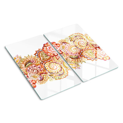 Schneidebrett glas Paisley-Motiv in Rot- und Goldtönen