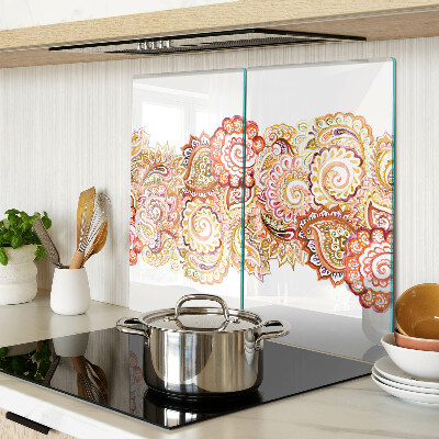 Schneidebrett glas Paisley-Motiv in Rot- und Goldtönen