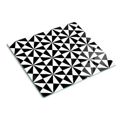 Glasschneidebrett Geometrische Dreiecke in Schwarz und Weiß