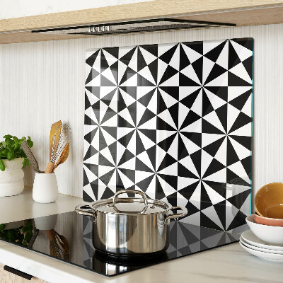 Glasschneidebrett Geometrische Dreiecke in Schwarz und Weiß