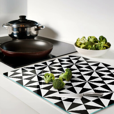 Glasschneidebrett Geometrische Dreiecke in Schwarz und Weiß