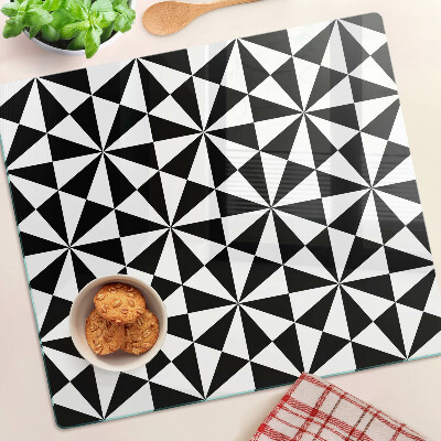 Glasschneidebrett Geometrische Dreiecke in Schwarz und Weiß