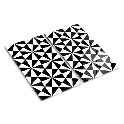 Glasschneidebrett Geometrische Dreiecke in Schwarz und Weiß