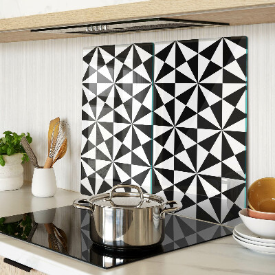 Glasschneidebrett Geometrische Dreiecke in Schwarz und Weiß