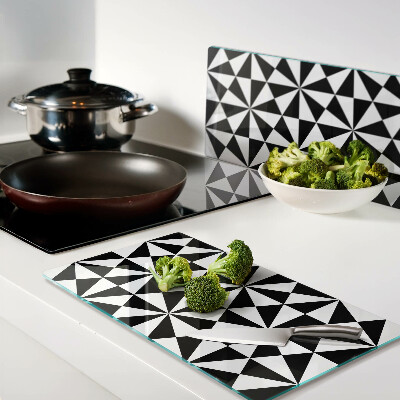 Glasschneidebrett Geometrische Dreiecke in Schwarz und Weiß