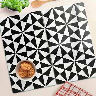 Glasschneidebrett Geometrische Dreiecke in Schwarz und Weiß