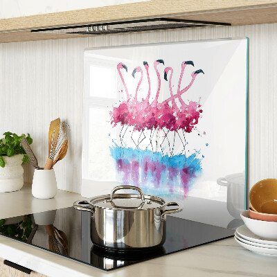 Glasschneidebrett Flamingos im Aquarellstil