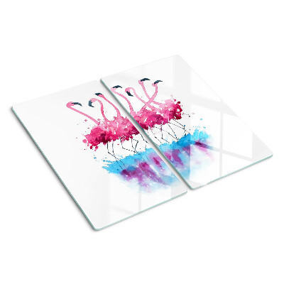 Glasschneidebrett Flamingos im Aquarellstil
