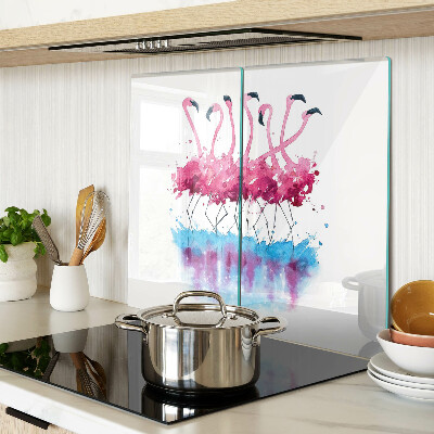 Glasschneidebrett Flamingos im Aquarellstil