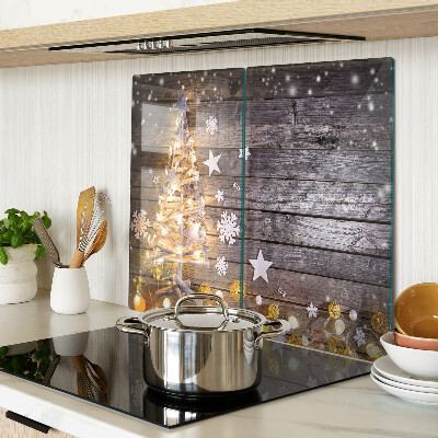 Schneidebrett glas Weihnachtsbaum mit Dekorationen