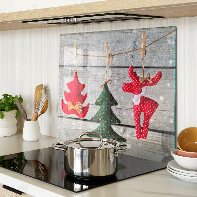 Schneidebrett glas Weihnachtsdekorationen auf einem hölzernen Hintergrund