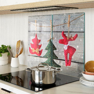Schneidebrett glas Weihnachtsdekorationen auf einem hölzernen Hintergrund
