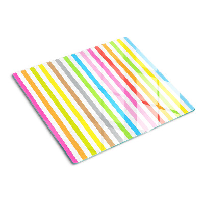 Glasschneidebrett Regenbogenfarbene Streifen