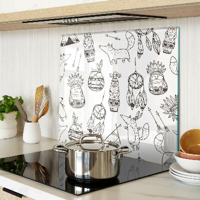 Schneidebrett glas Ethnisches Motiv mit Tieren