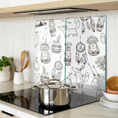 Schneidebrett glas Ethnisches Motiv mit Tieren