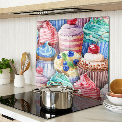 Schneidebrett glas Cupcakes und buntes Gebäck
