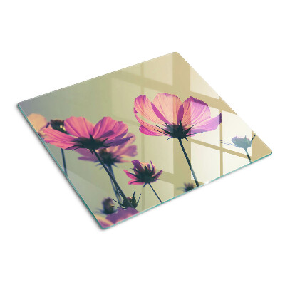 Schneidebrett glas Blumen in Pastelltönen