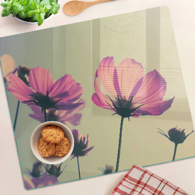 Schneidebrett glas Blumen in Pastelltönen