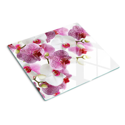 Schneidebrett glas Orchideen vor dem Fenster