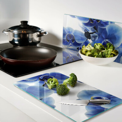 Schneidebrett glas Blaue Orchideen