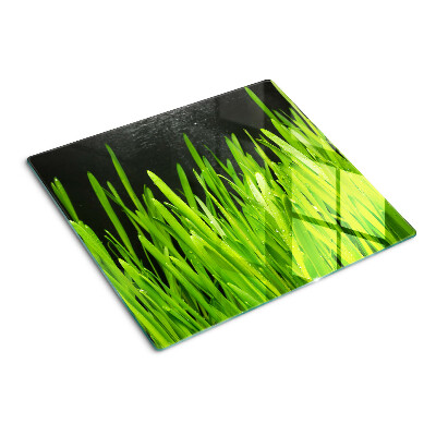 Schneidebrett glas Grünes Gras mit Wassertropfen